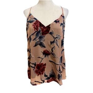 Lavender Brown Y2K Floral Rose Velvet Burnout Tank S